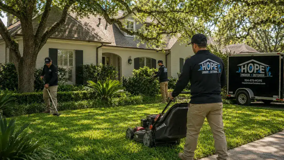Freshly maintained lawn