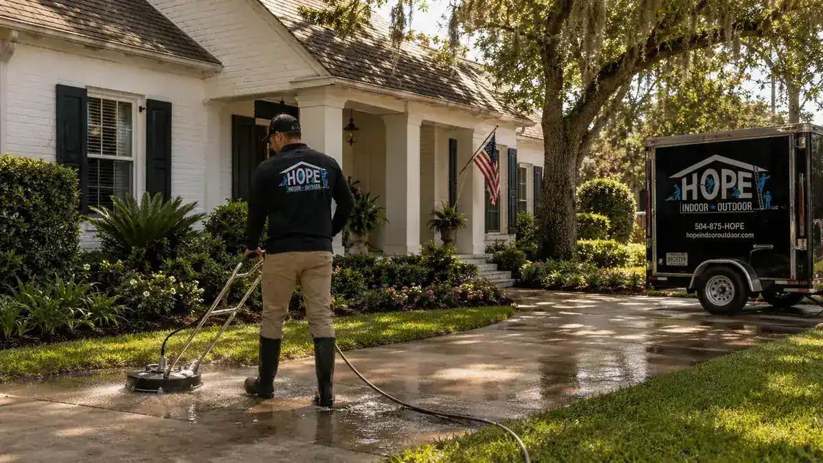 Clean landscaped walkway